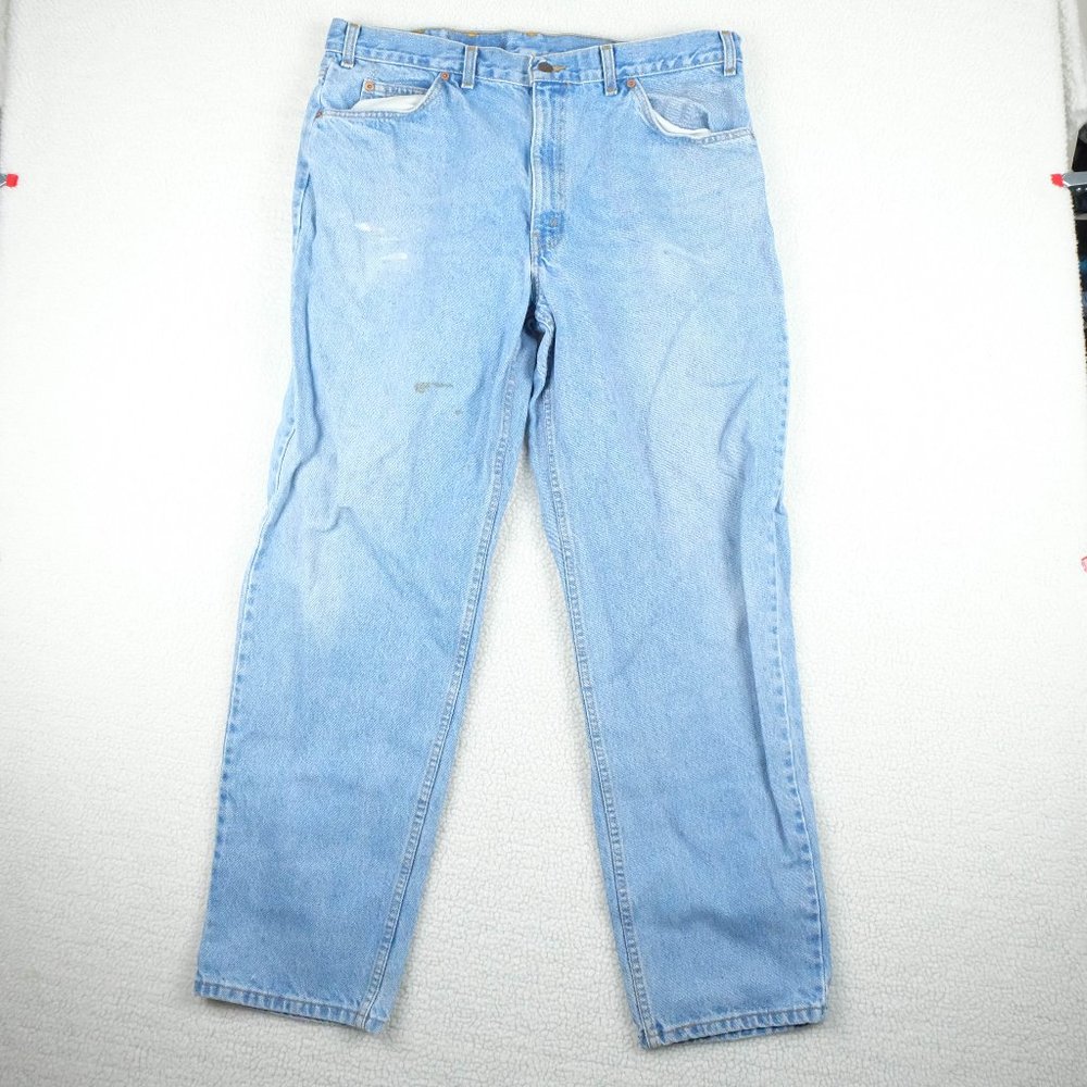 Vintage Levis Blue Jeans Mens 38x32 Orange Tab Straight Leg Heavyweight Denim